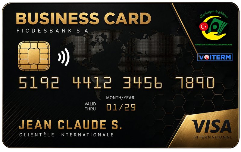 Business Card — Compte Instrument FICDES BANK S.A (recto)