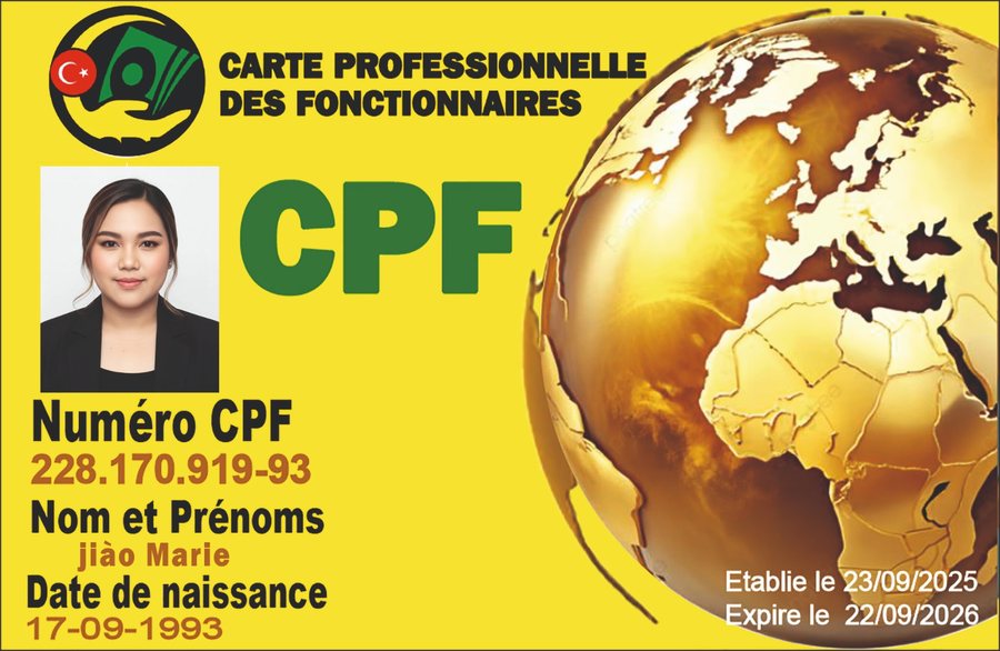 Carte Professionnelle des Fonctionnaires (CPF) FICDES BANK S.A