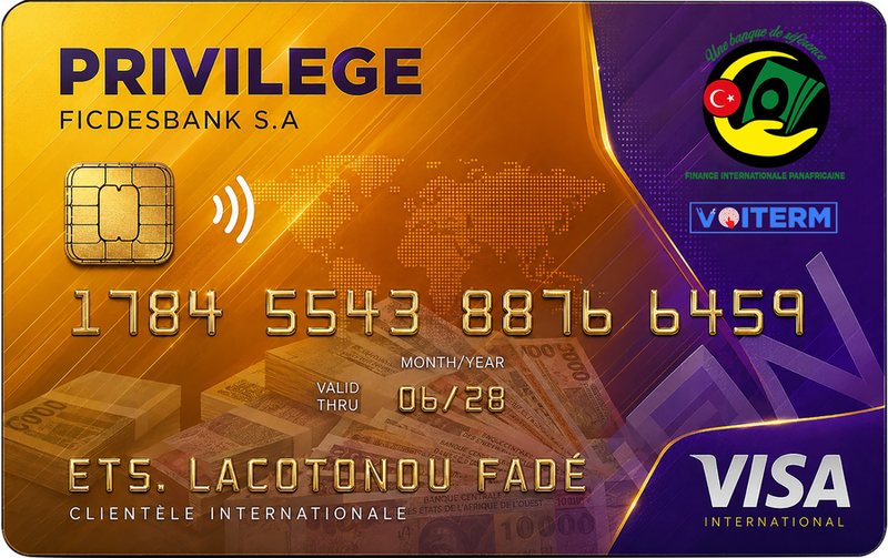 Carte Privilège — Compte Entreprise FICDES BANK S.A (recto)